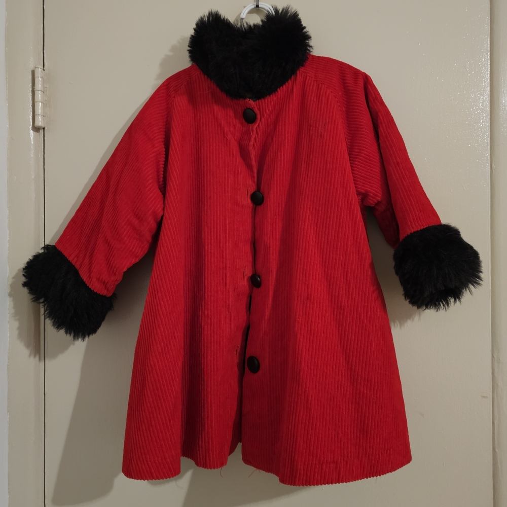 Reitmans Kids Red Coat with Black Fur Trim